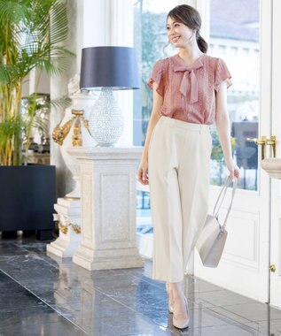 Tiaclasse L 【新色追加・洗える】センタープレスワイドパンツ アイボリー