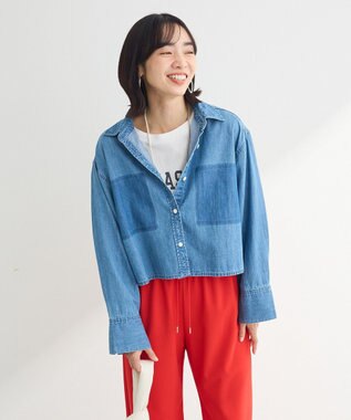 Green Parks ショート丈デニムシャツ Light Indigo