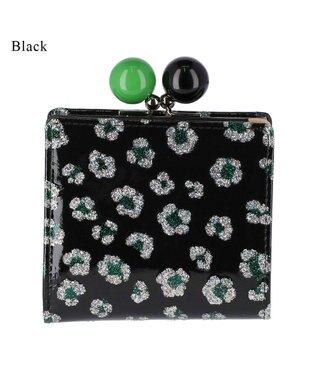 tsumori chisato CARRY グリッターフラワー がま口 ミニ財布 ブラック