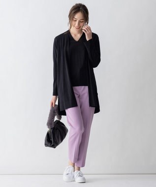 自由区 【洗える/Sサイズ有】カシミヤシルクブレンド ニットカーディガン ブラック系