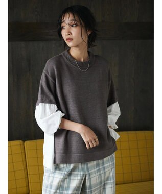 CRAFT STANDARD BOUTIQUE シャツドッキングニットプルオーバー Brown Mixture