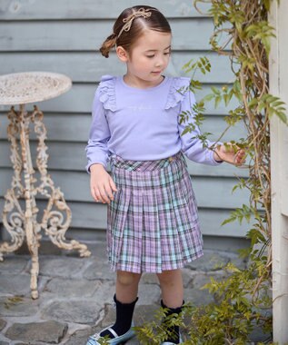 ANY KIDS ラメチェックプリーツスカパン ラベンダー系