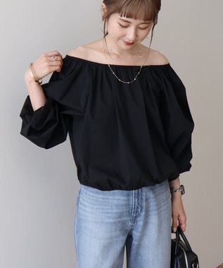 AMERICAN HOLIC イージーケアオフショルダーギャザーブラウス Black