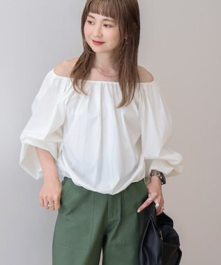 AMERICAN HOLIC イージーケアオフショルダーギャザーブラウス Off White