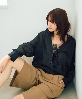 YECCA VECCA 3wayシアーリネンシャツ Black