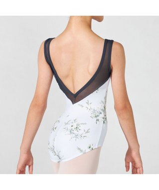 Chacott ノースリーブレオタード グリーンプリント