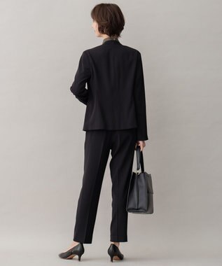 自由区 【XSサイズ～/洗える】ダブルフェイススーティング ノーカラージャケット ミッドナイト