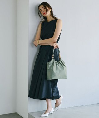 TOPKAPI 【TREASURE TOPKAPI】コンビチェーン ギャザー ナイロン トートバッグ グリーングレー