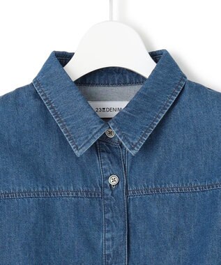 23区 【Oggi3月号掲載/洗える】ライトダンガリー クロップド ボリュームスリーブ シャツ インディゴ