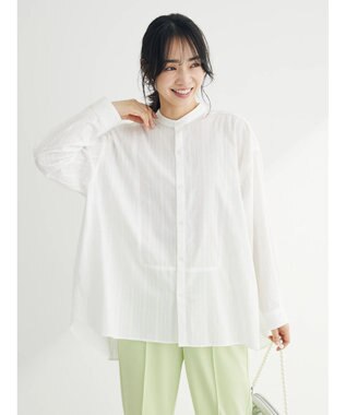 Green Parks カラミバンドカラーシャツ Off White