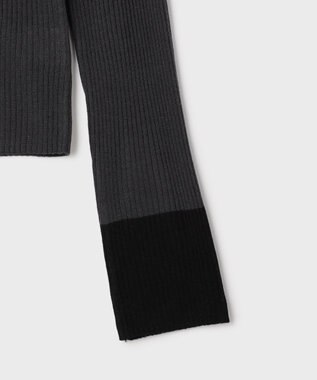 GRACE CONTINENTAL バイカラーリブニットトップ チャコール