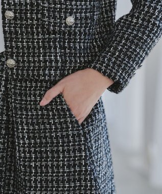 Tiaclasse 【洗える】ツイードタックフレアスカート ブラック