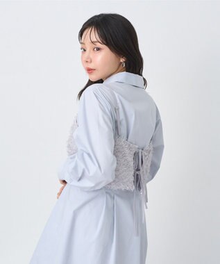 earth music&ecology フリンジミックスチュールビスチェ Light Gray