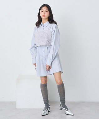 earth music&ecology フリンジミックスチュールビスチェ Light Gray