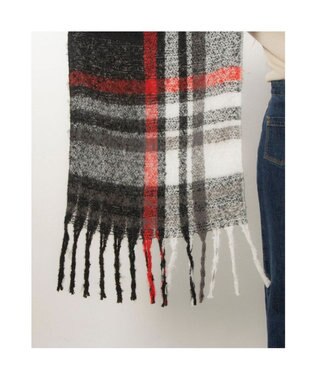 UNBILLION カシュネ cache nez / 太フリンジハーフチェックストール ブラック