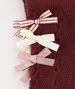 ANY KIDS ハイソックス（ケーブルリボン） ワイン系