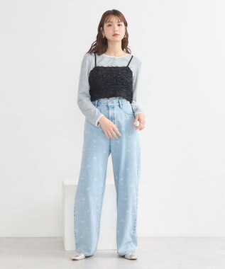 earth music&ecology フリンジミックスチュールビスチェ Black