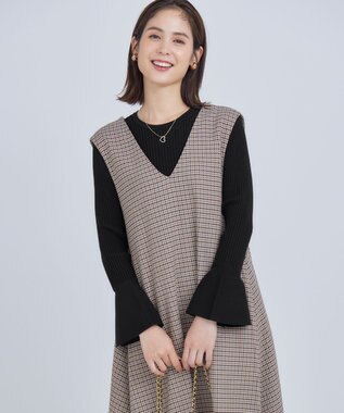 組曲 【WEB限定】ELENAフレアスリーブ リブニット ブラック系