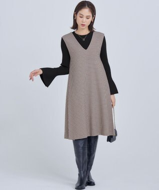 組曲 【WEB限定】ELENAフレアスリーブ リブニット ブラック系