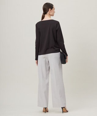 ICB L 【洗える】 PlaXフィラメントジャージー ドレープカットソー ブラック系