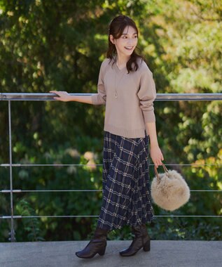 Tiaclasse 【安田美沙子さん着用】チェックプリーツスカート ネイビー