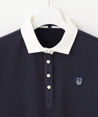 23区GOLF 【WOMEN】【WEB&一部店舗限定】針抜きクレリック 長袖シャツ ネイビー系
