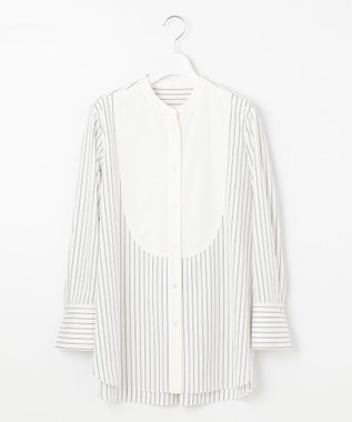 自由区 【洗える】ストレッチシャーティング ブザムシャツ アイボリー系1