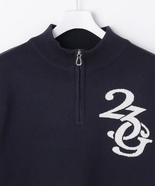 23区GOLF 【MEN】ロゴグラフィックもちもちニット ネイビー系