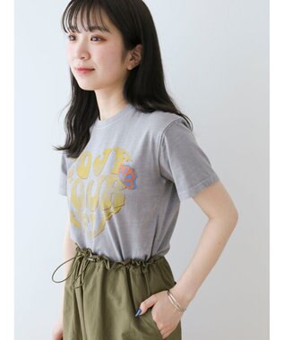 Green Parks ・Ｄｏｕｂｌｅ　Ｆｌａｇｓウ゛ィンテージライクプリントＴ Gray