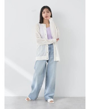 earth music&ecology シアーニットカーディガン White