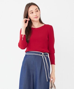  【洗える】ネックポイントリブ ニット