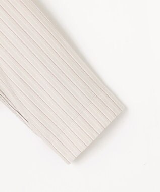 J.PRESS LADIES ストライプジャージー バックペプラム カットソー グレージュストライプ系