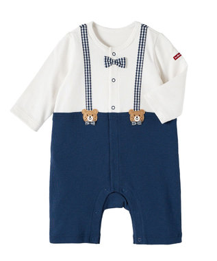 MIKI HOUSE HOT BISCUITS 【70-80cm】蝶ネクタイ＆サスペンダー 7分丈カバーオール