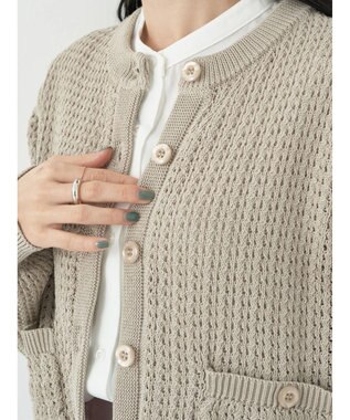 earth music&ecology 透かし柄ポケットカーディガン Beige