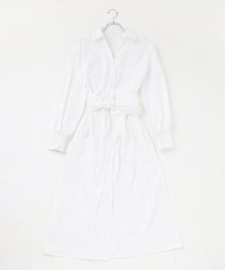#Newans 【ANSWER for 産前産後ママ】リボン取り外し可能！シャツカラーワンピース ホワイト系