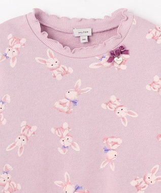 ANY KIDS アニマル 総柄 トレーナー ラベンダー×ウサギ