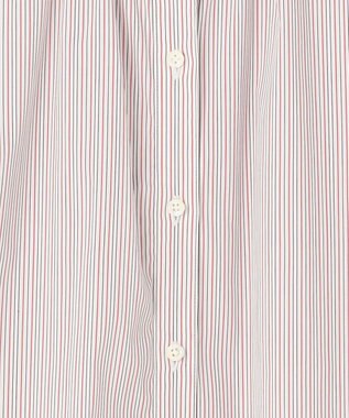 J.PRESS LADIES BEZ ドビーストライプ バンドカラー ブラウス ホワイト×ピンク×スレート系