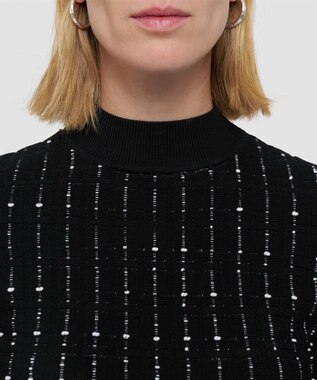 JOSEPH 【洗える】フラグメントストライプ　モックネックニット Black/Ivory