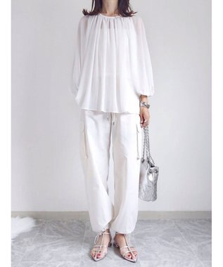 Green Parks AnriettMusee ボリュームシアーブラウス Off White