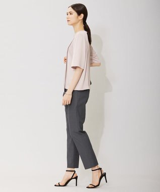 ICB 【洗える】 サテンクレープ Tブラウス パールグレー系