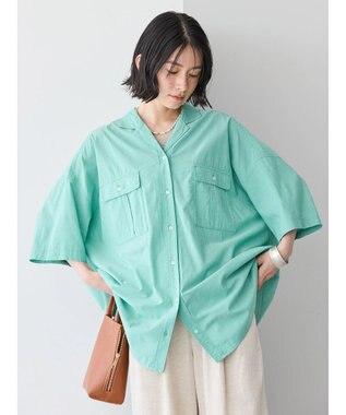 AMERICAN HOLIC 接触冷感＋ＵＶカットＷポケットＢＩＧシャツチュニック Stripe