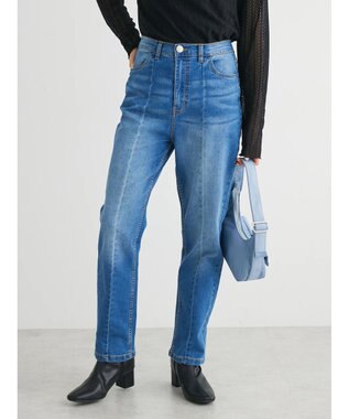 Green Parks ＧＵＭストレッチセンター切替テーパードデニムパンツ Blue