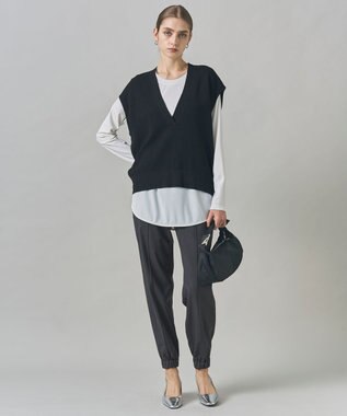 ICB 【洗える】T/Wブロード ジョグパンツ チャコール系