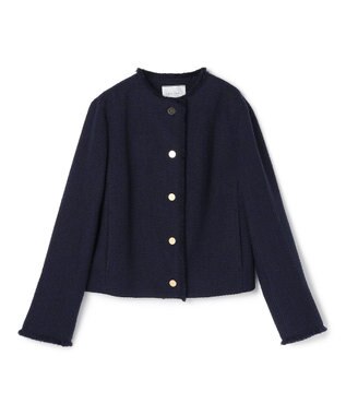 BEIGE， 【Oggi 10月号掲載】MULLIN / ウールツイードメタルボタンノーカラージャケット Midnight