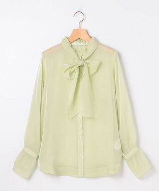 組曲 L 【WEB限定】シャイニーオーガンボウタイ付き ブラウス ライムイエロー系