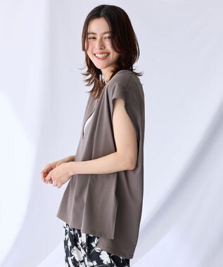 ANY L 【洗濯機可/接触冷感/UVカット】Ｖネックチュニック モカブラウン