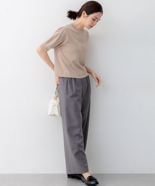 組曲 【先行予約】シアー ニット５分袖 プルオーバー ベージュ系