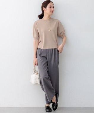 組曲 【先行予約】シアー ニット５分袖 プルオーバー ベージュ系