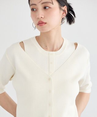 earth music&ecology フェイクレイヤードアメスリプルオーバー Ivory