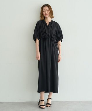 YECCA VECCA <<UVカット>>ドロストギャザー袖ワンピース